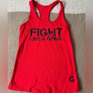 Grrrl Red Racerback Tank with Bold 'Fight Like a Grrrl' Print